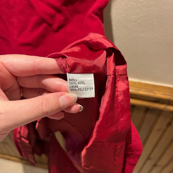 Talbots 100% Wool Jacket Dress Set Sz 8 Petite Cherry Red Business Casual Career - Picture 7 of 10